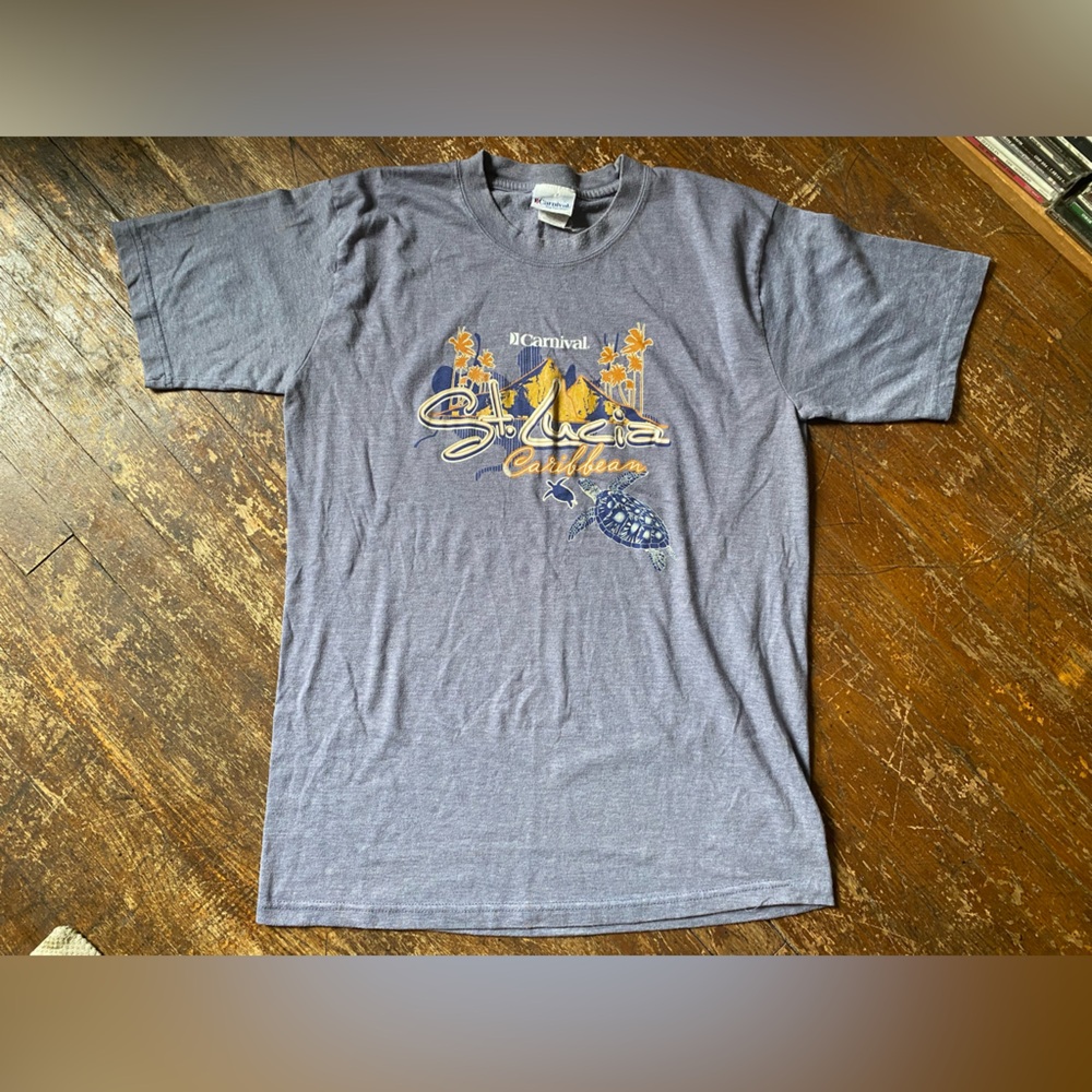 VTG Carnival Cruise Ships St. Lucia Graphic T-shirt Size LG